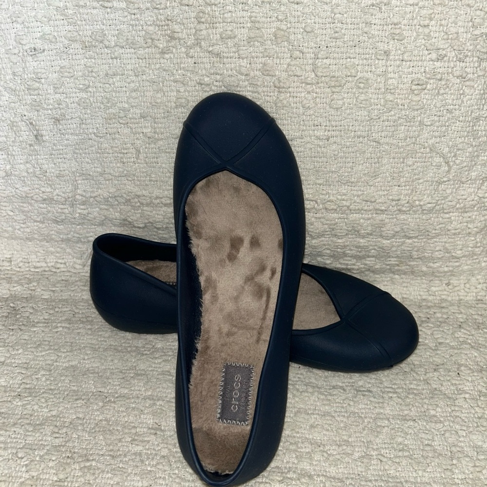 Crocs Women’s Navy Ballet Flat with Plush Insole -